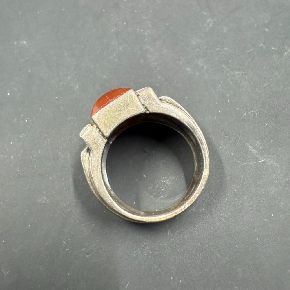 Vintage Sterling Silver‎ Carnelian & Marcasite Ring – Marked Sterling – Size 6.5 - Picture 3 of 5